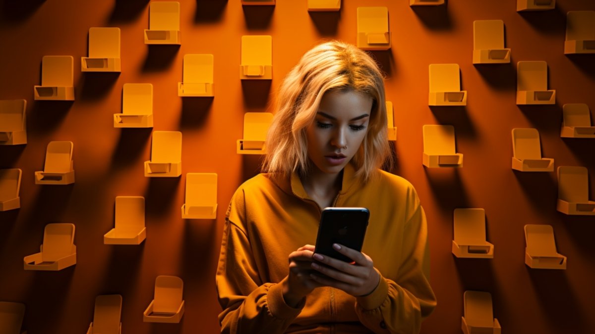 Girl comparing herself with false reality on Instagram