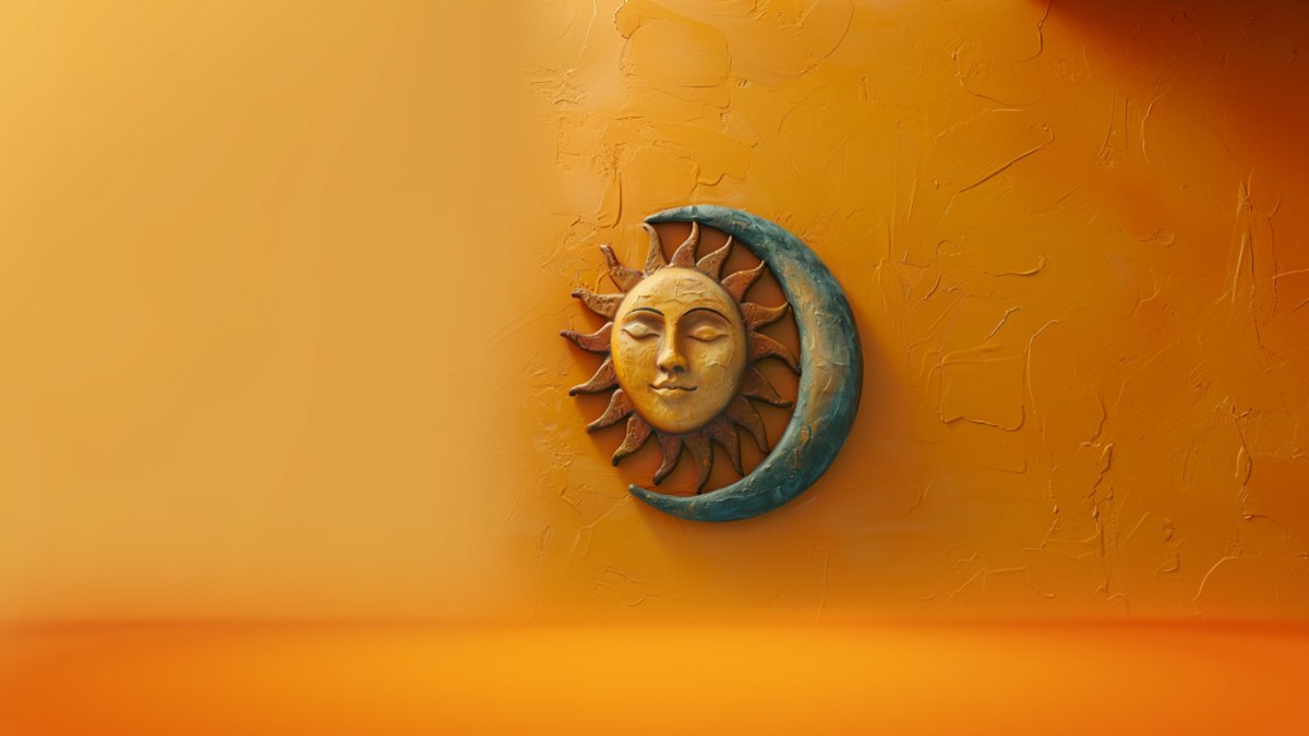 A sun and moon artifact hanging on the wall: Law of polarity