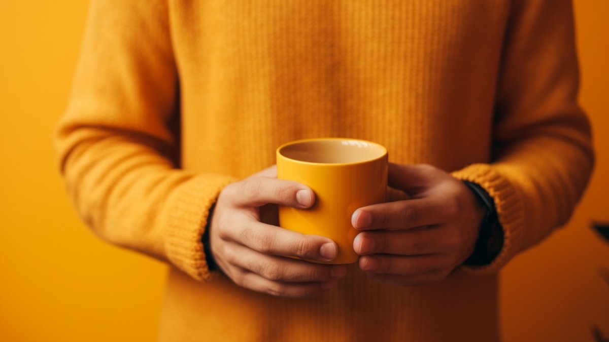 A man holding an empty cup