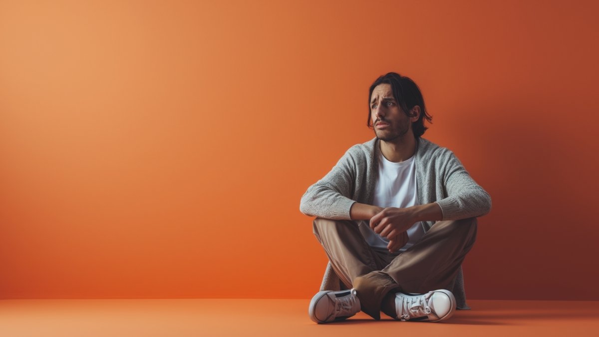 man sitting against the wall feeling the fear of being forgotten