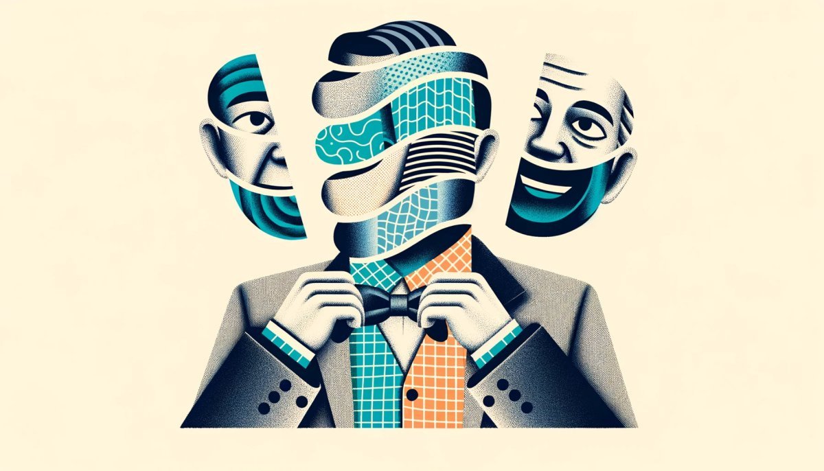 Illustration of an individual peeling layers of themselves, revealing different aspects of their personality, character, and experiences, representing the depth of self-discovery