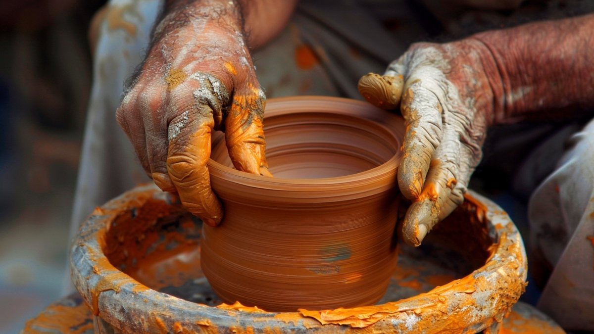 Man practicing pottery: Hobbies for men
