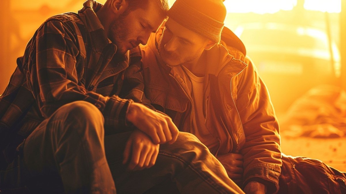 Man comforting his friend during tough time Validating his feelings