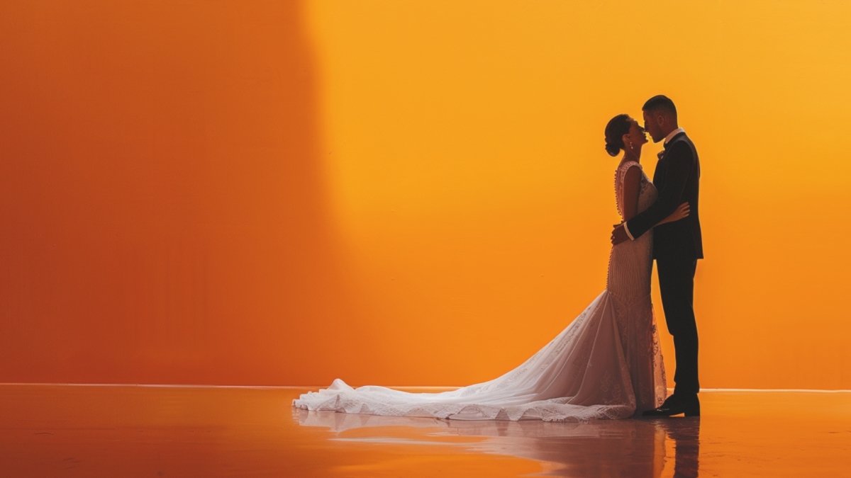 Newly married couple after taking vows of keeping each other happy