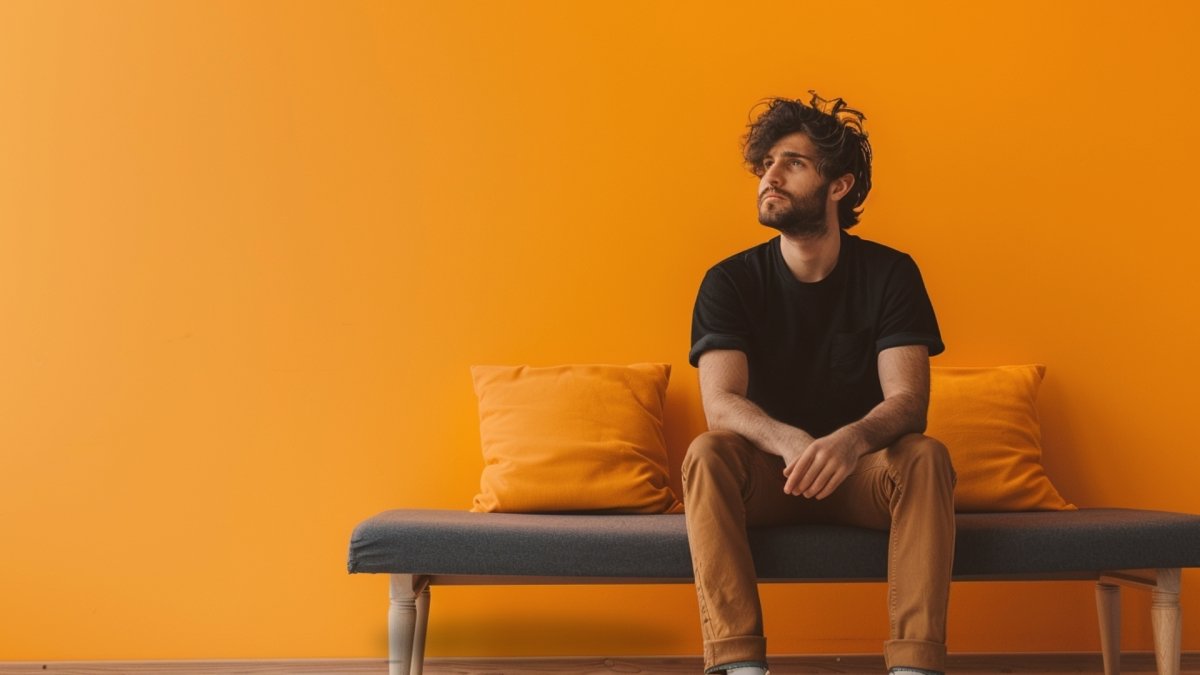 Man sitting alone on the bench missing his ex girlfriend