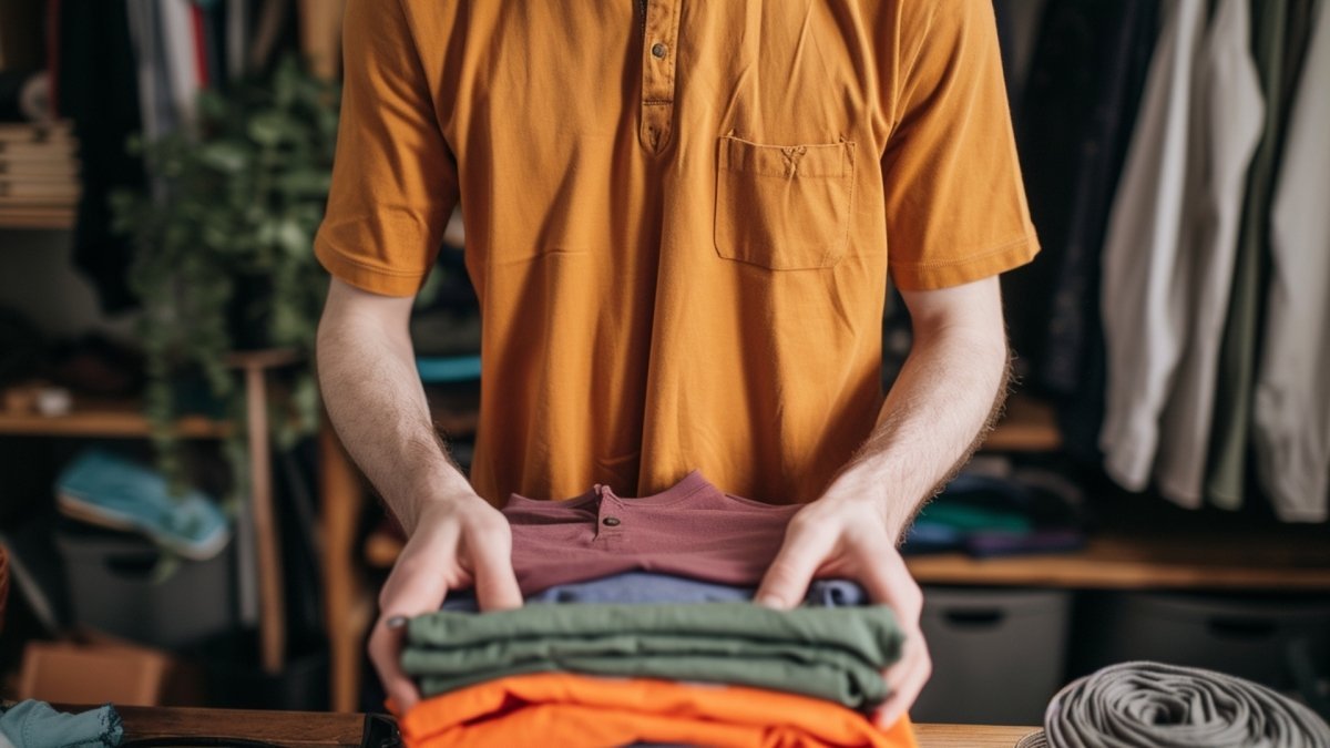 man organizing his wardrobe, one of the tip to organize your life