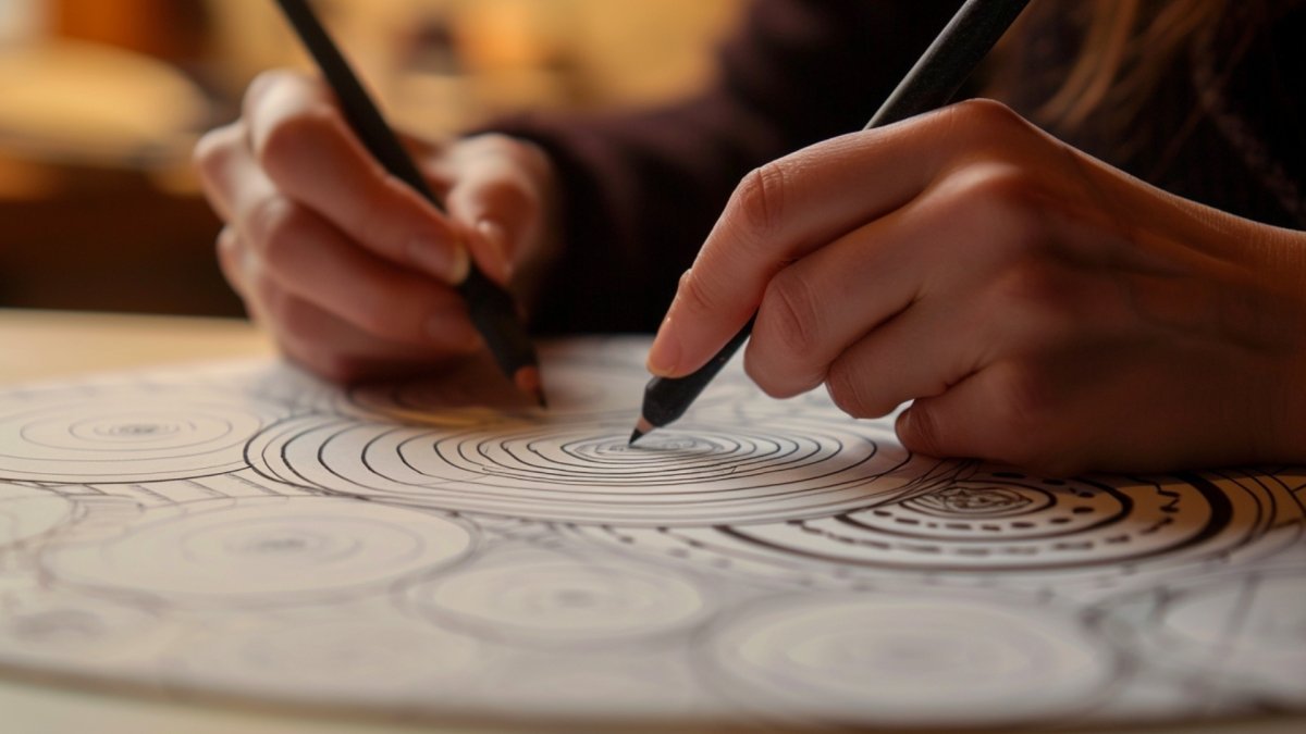a person consistently learning to draw a perfect circle
