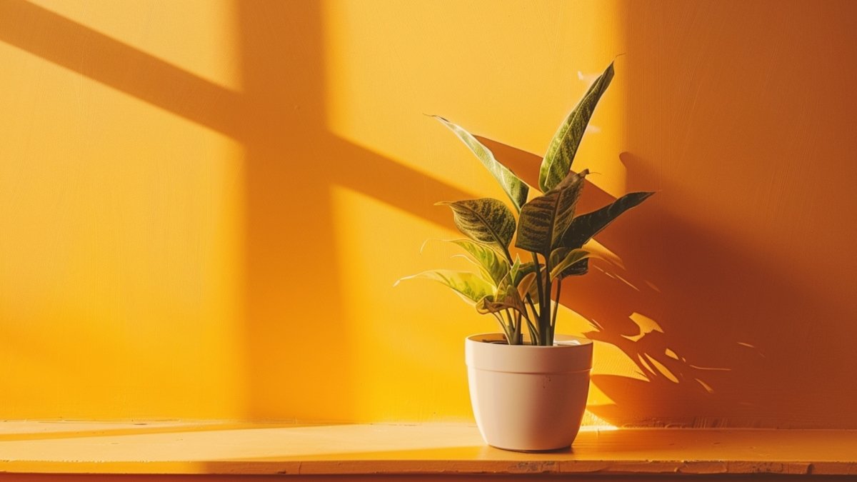 A plant kept near window, sunrays coming in on a Tuesday