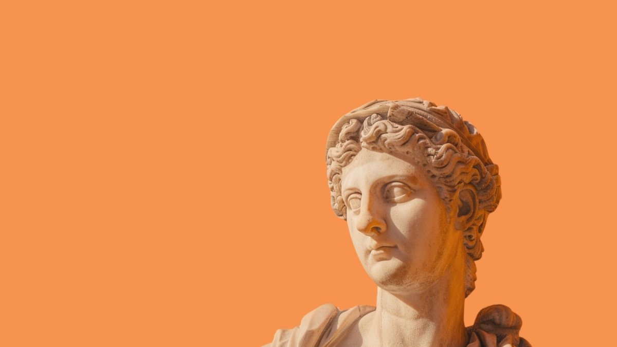 A Greek stoic statue kept on plain background
