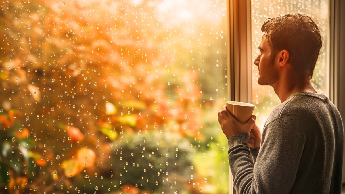 Man sipping coffee by the side of window thinking about Things to Be Grateful For Right Now