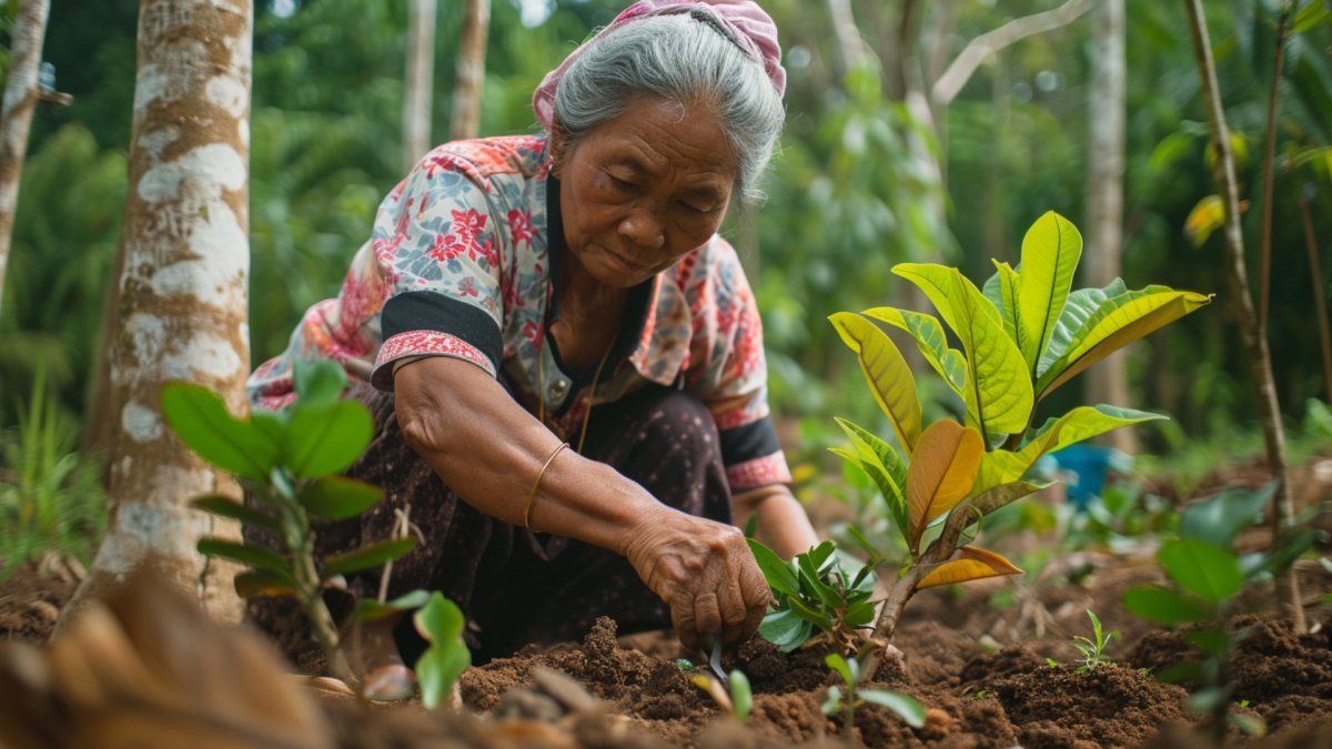 Woman planting trees, teaching the concept of trusting the process